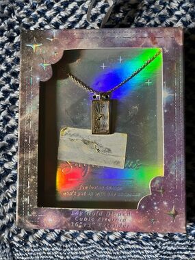 14K Gold Dipped Rectangular Starburst Pendant Necklace - Gold